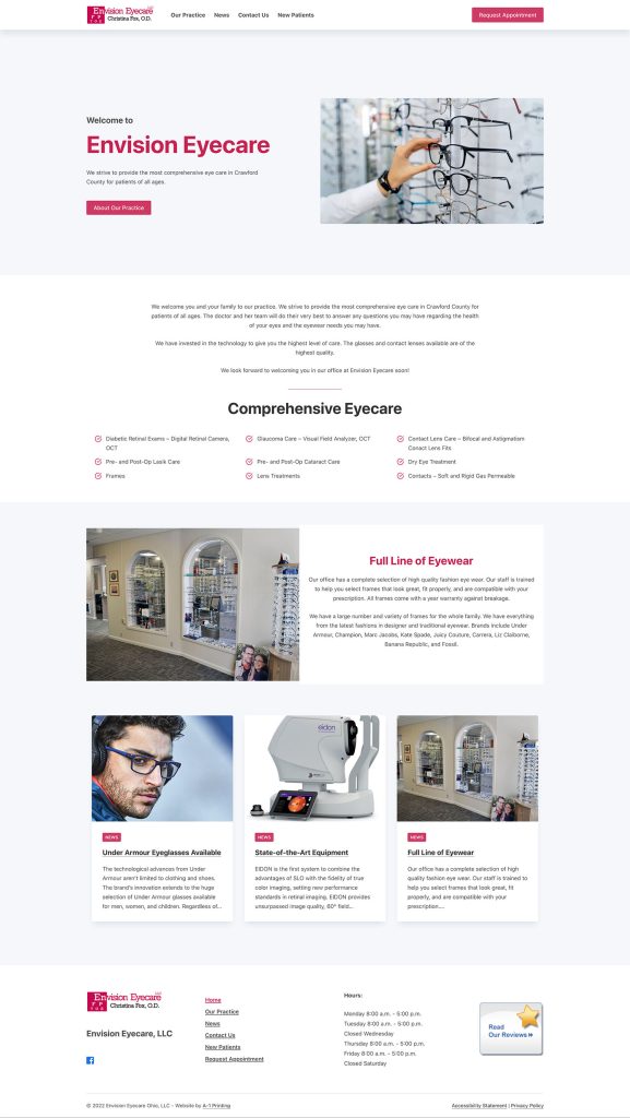 Envision Eyecare website