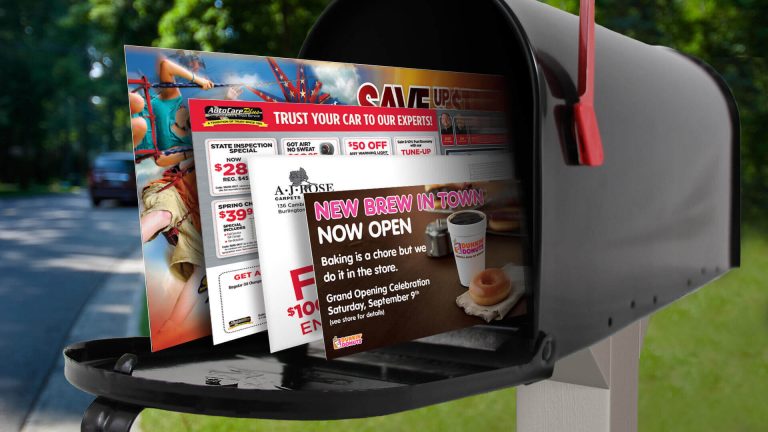 A mailbox full of direct mail pieces