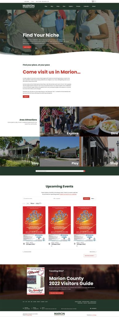 Preview of Marion Area Convention and Visitor's Bureau website design